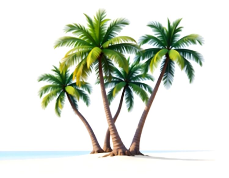 A picture of palm trees with a drawing of a palm tree