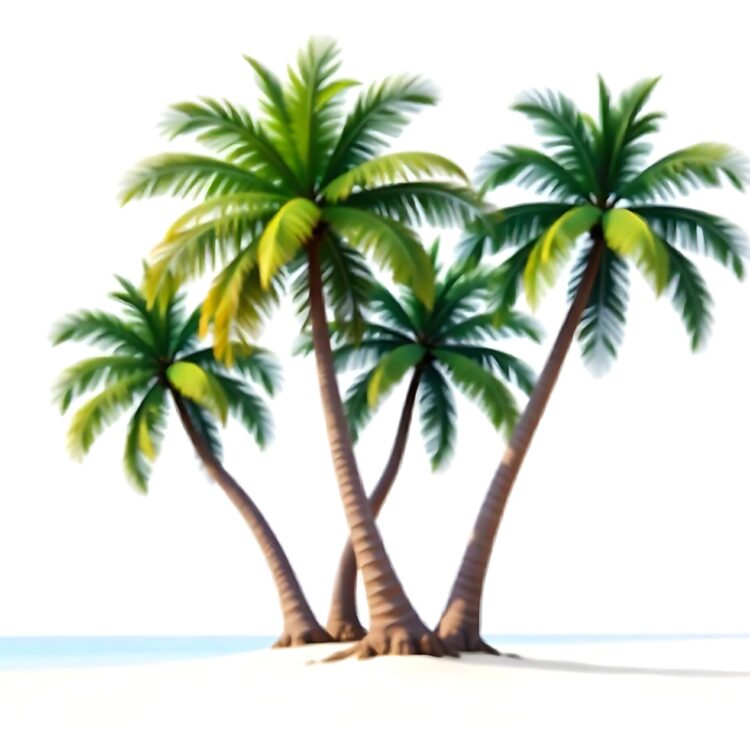 A picture of palm trees with a drawing of a palm tree