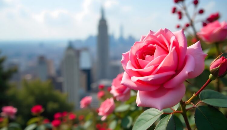 A pink rose with the name rose on the top