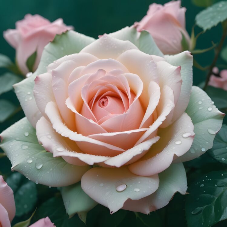 A pink rose with water drops on it