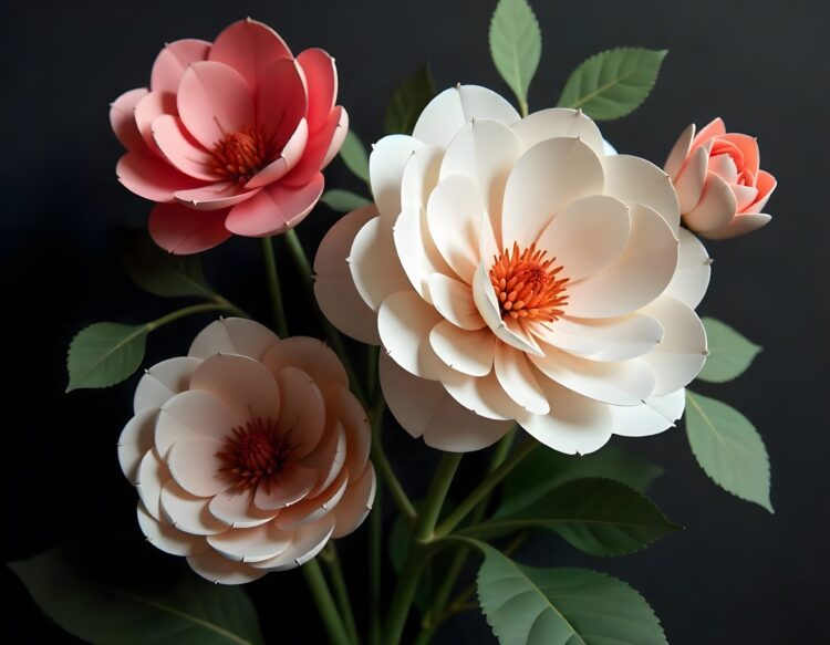 A white flower with a pink center and the top part of the petals