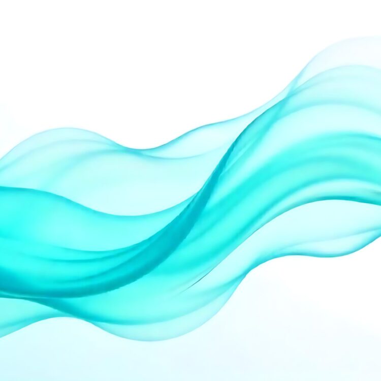 Abstract blue wavy smoky flow on white background