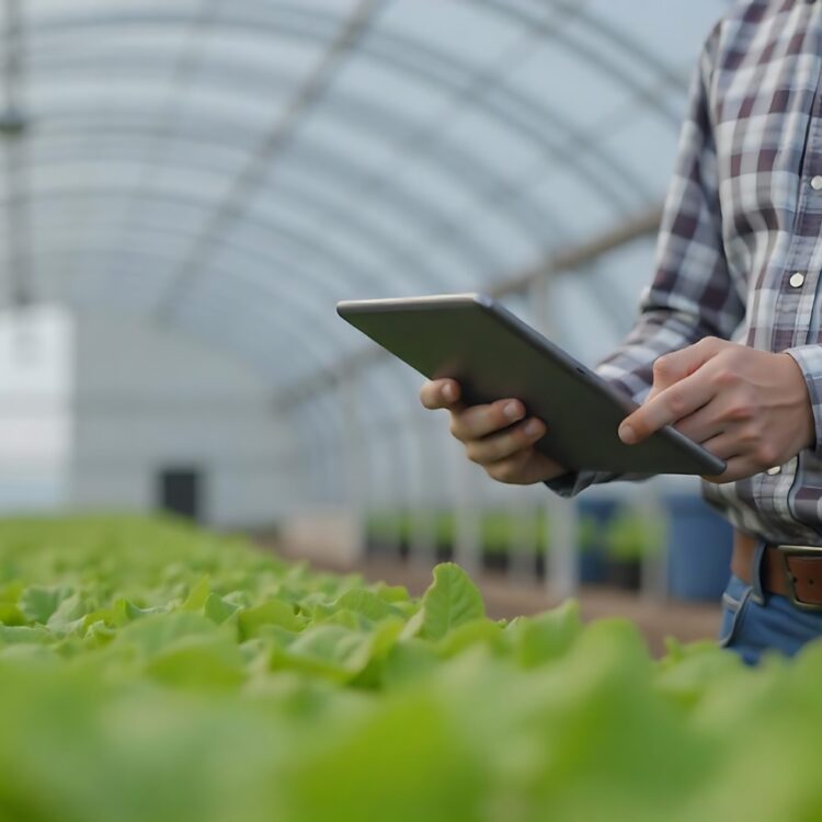 Agriculture Technology Farmer Woman Holding Tablet Or Tablet Technology To Research About Agriculture Problems Analysis Data And Visual Iconsmart Farming Xa