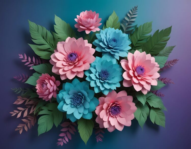 Blue and Pink Flowers