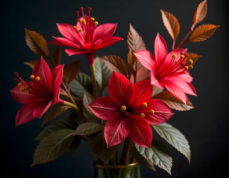 Bright red Christmas flower or Mexican Poinsettia Euphorbia pulcherrima the popular holiday plant