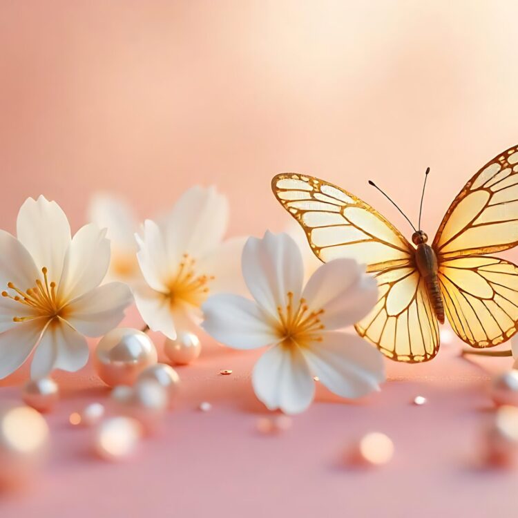 Butterfly in the garden at sunset BG