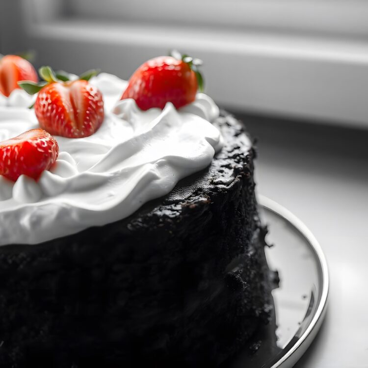 Chocolate Cake With Whipped Cream And Fruits