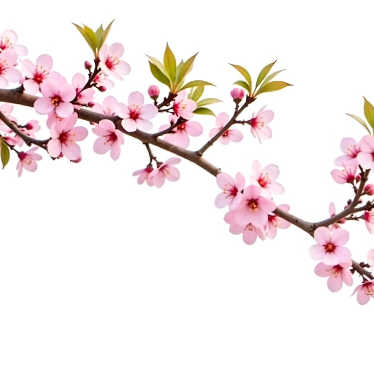 Closeup of a branch with beautiful pink cherry blossoms perfect for springthemed designs