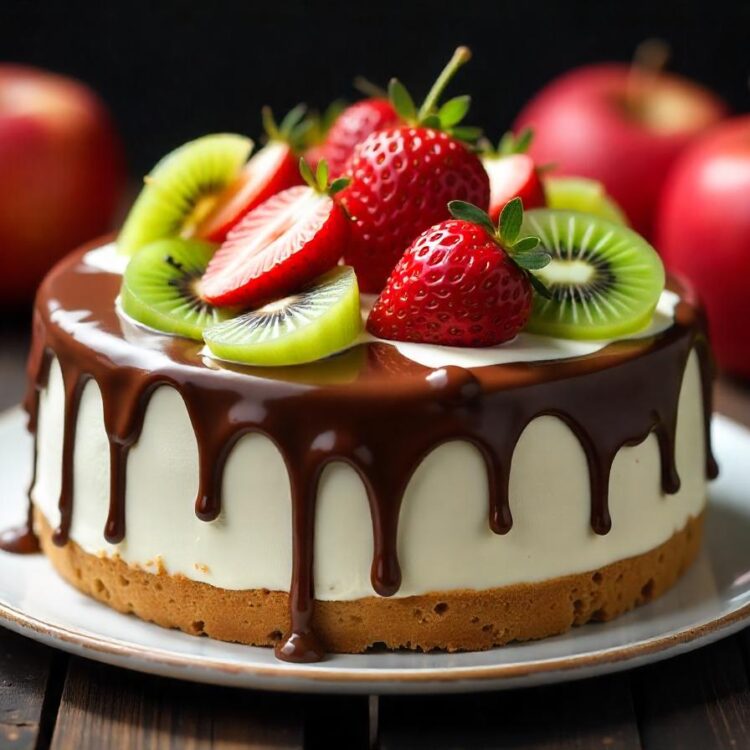 Cottage cheese cheesecake with chocolate glaze