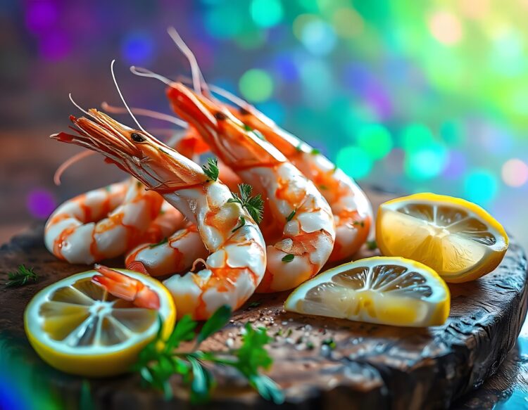 Delicious fresh attractive colorful variant seafood dishes on the table with natural view