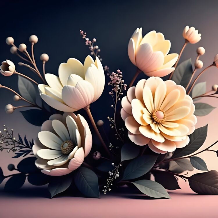 Depict an abstract spring flower