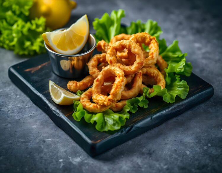 Dish of delicious deepfried calamari rings italian food Generative AI