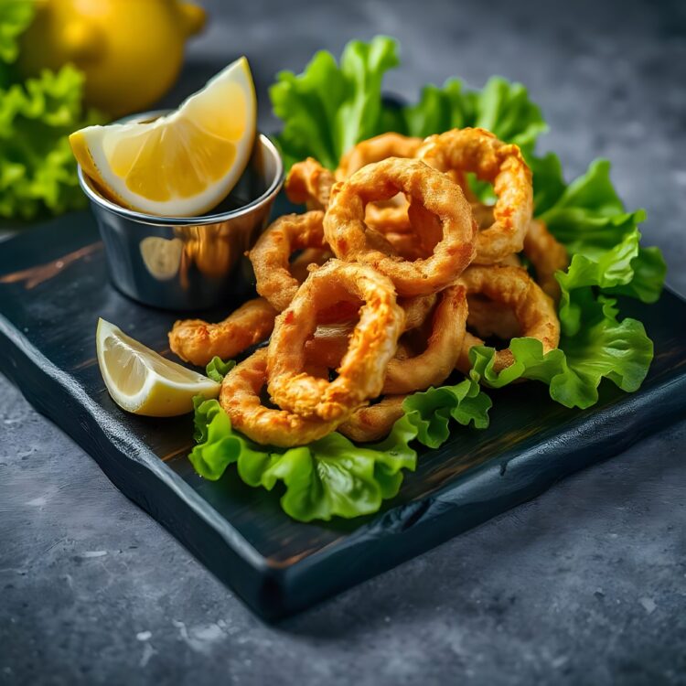 Dish of delicious deepfried calamari rings italian food Generative AI