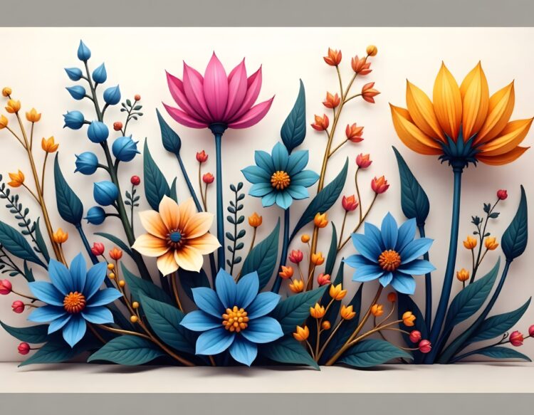 Floral arrangement a bouquet of paper products bright multicolored paper flowers Easter backdrop