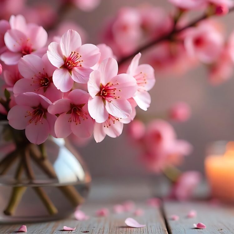 Free photo Set of beautiful cherry blossom flowers