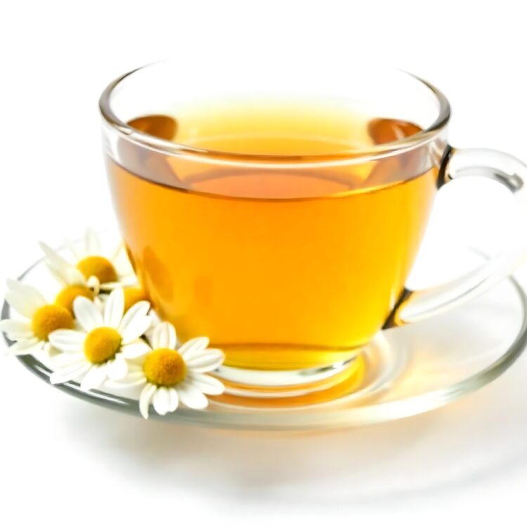 Fresh Chamomile Tea with Daisy Flowers Herbal Infusion Concept