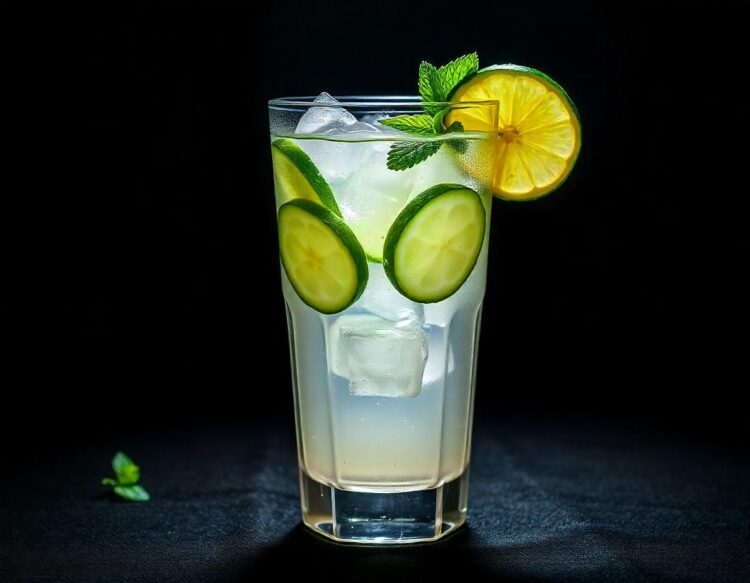 Fresh mojito drink isolated with white highlights