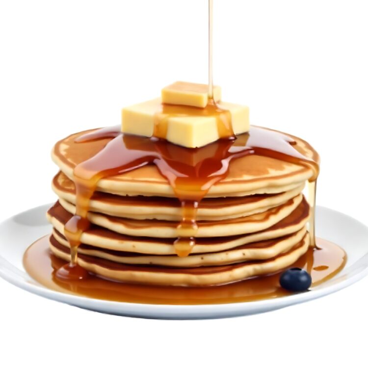 Front view yummy pancakes breakfast with fresh fruits on isolated white background