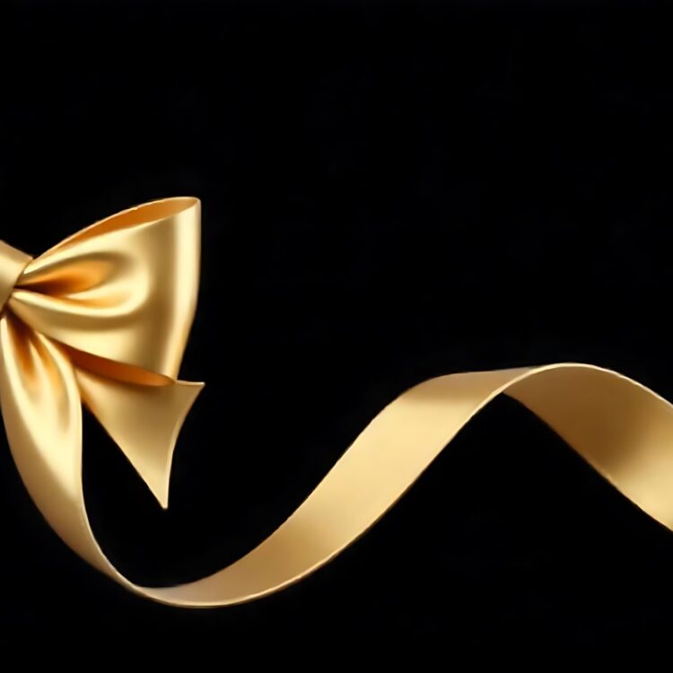 Golden Ribbon with Frame on Black Vector