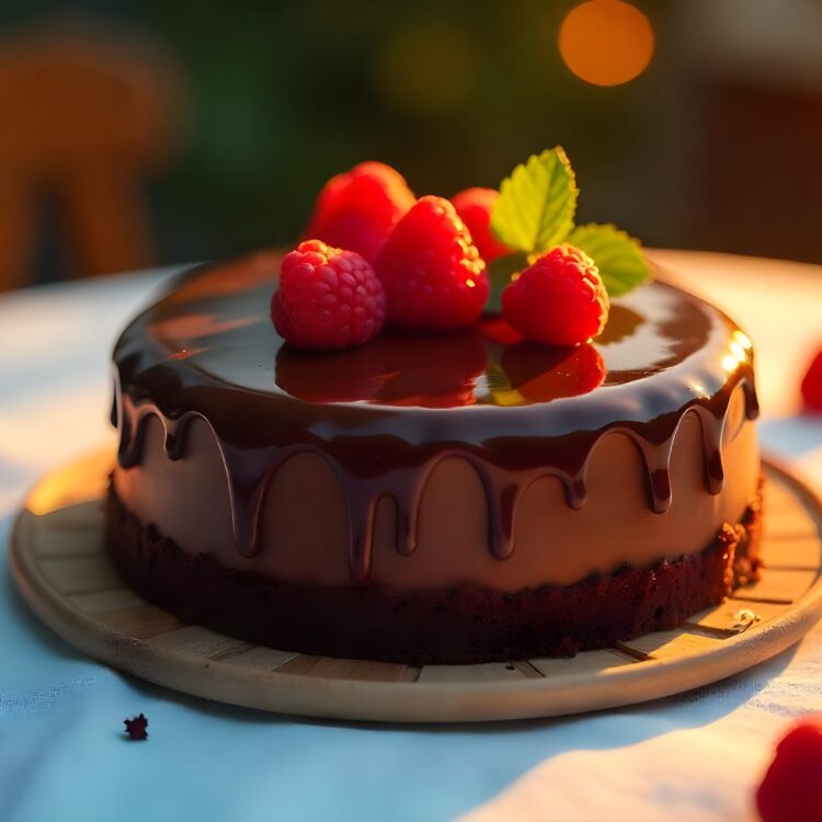 Gorgeous Fancy Dessert Featuring Smooth Chocolate Mousse and Fresh Berry Garnish