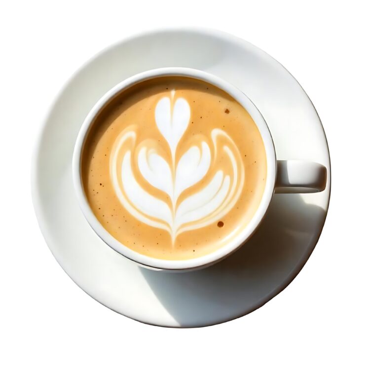 Latte art of cup of delicious coffee png