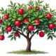 Lush Green Apple Tree Laden with Ripe Red Apples Isolated on White Background