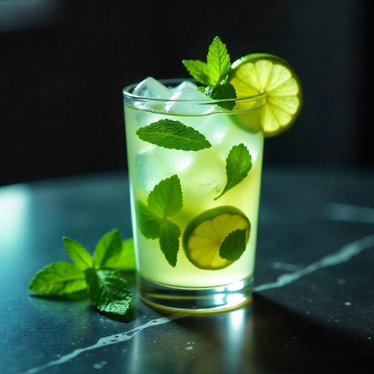 Mojito cocktail with lime and mint