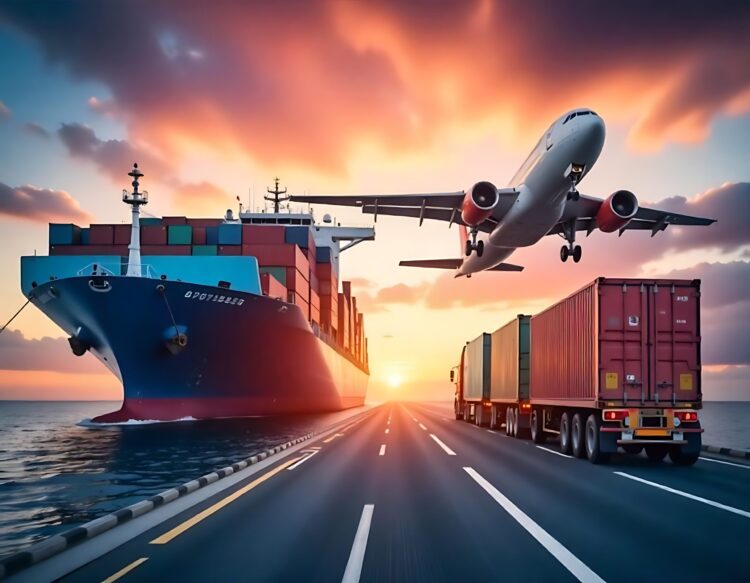 Photo Shipping Background Large Cargo Ship With Containers In The Port
