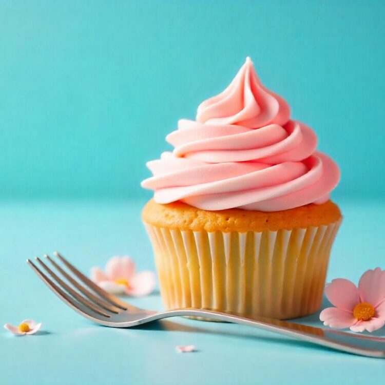 Pink birthday isolate cupcake with pink