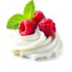 Raspberry with whipped cream on a spoon isolated on white background PNG