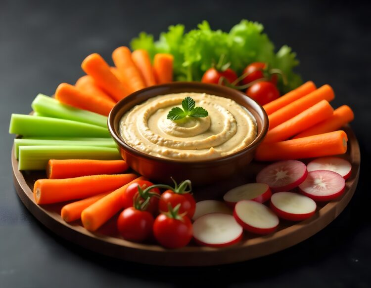 Refreshing Veggie Platter with Hummus and Crudites