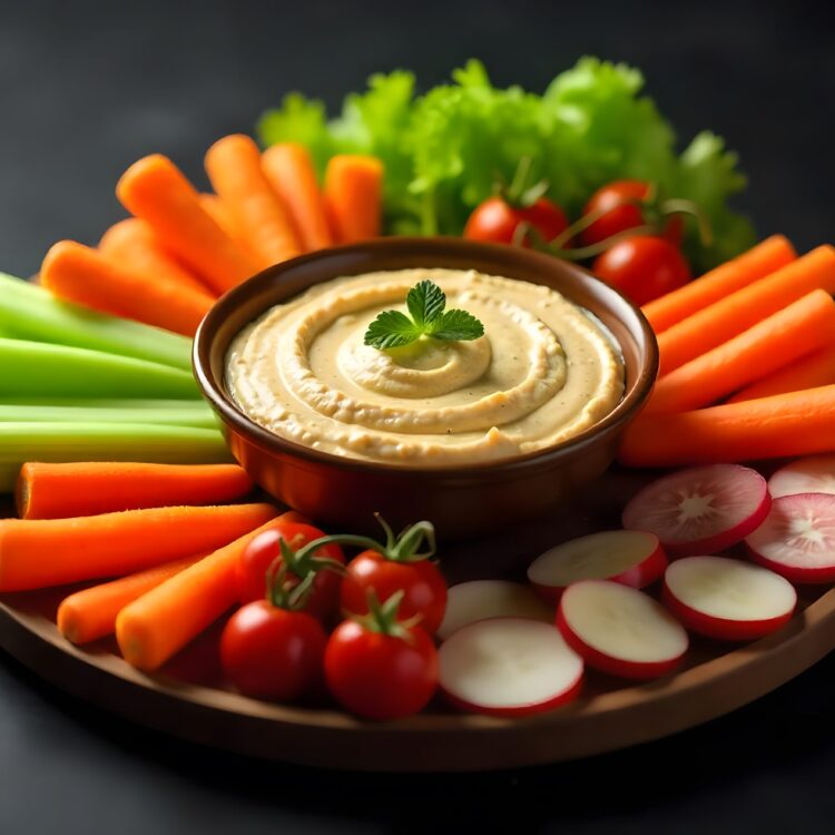 Refreshing Veggie Platter with Hummus and Crudites