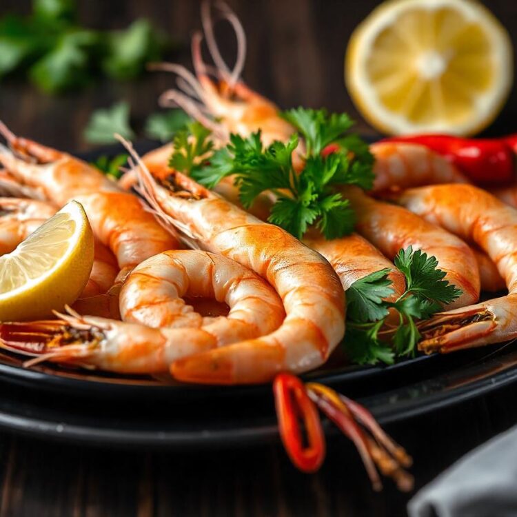 Shrimps served on a plate