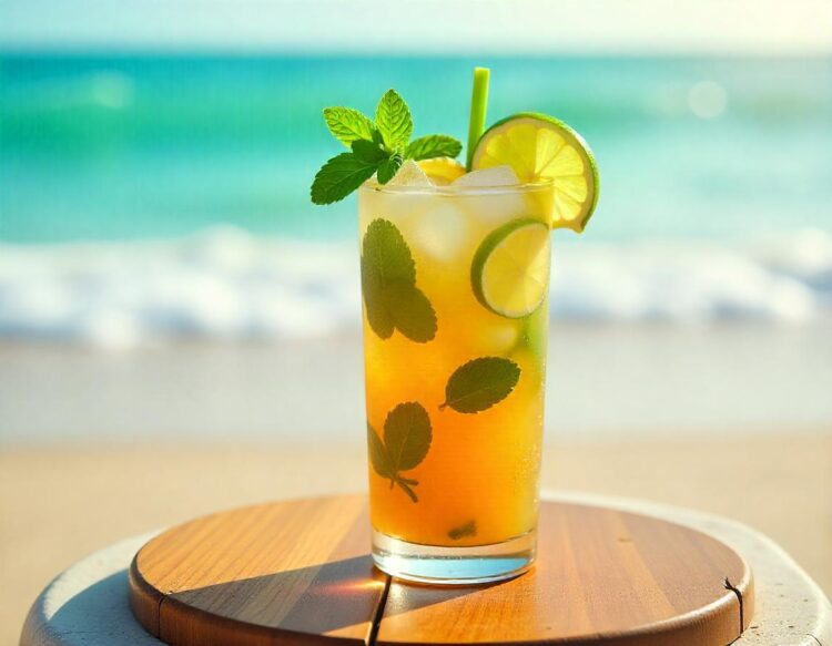 Still Life Glass of Lemonade Soft Drink Lemon Juice on Wooden Table Refreshment Drink in Summer