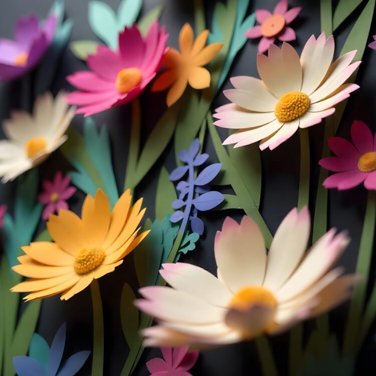 There are many different types of flowers on the blue background generative ai