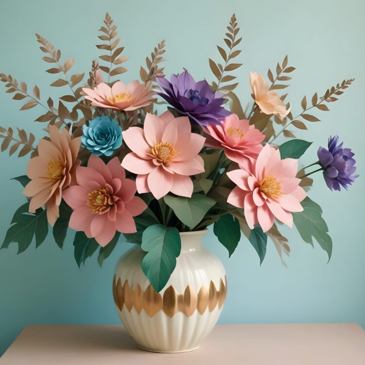 There is a vase with a bunch of flowers in it generative ai