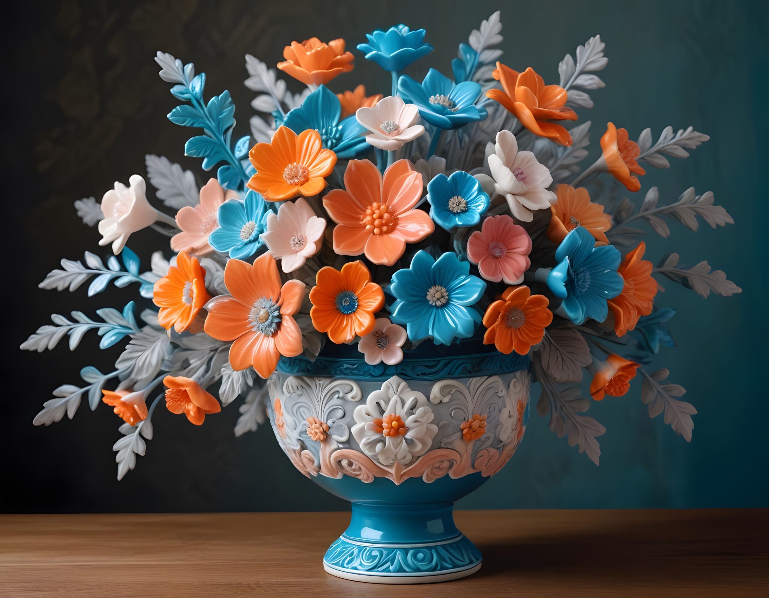 There is a vase with flowers in it on a table generative ai