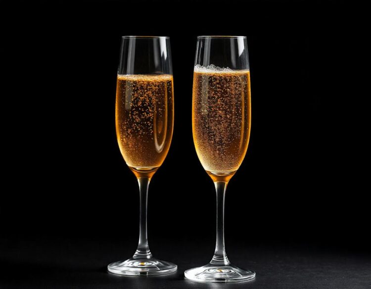 Two champagne glasses with the words quot new york quot on the bottom