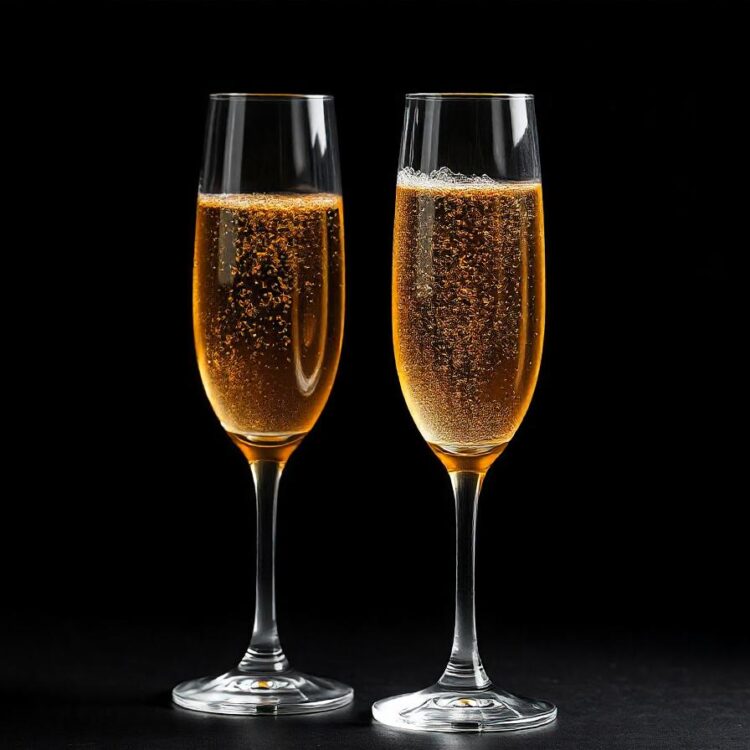 Two champagne glasses with the words quot new york quot on the bottom