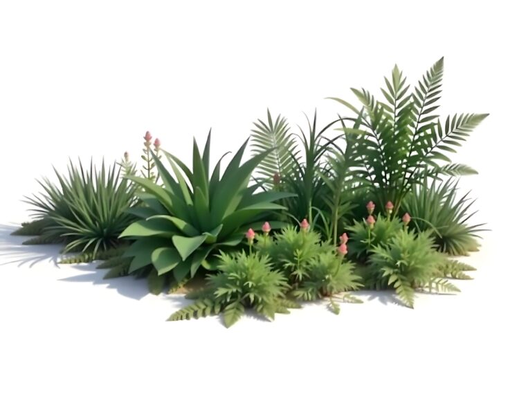 Various types of grass rendering isolated png