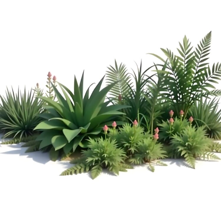 Various types of grass rendering isolated png