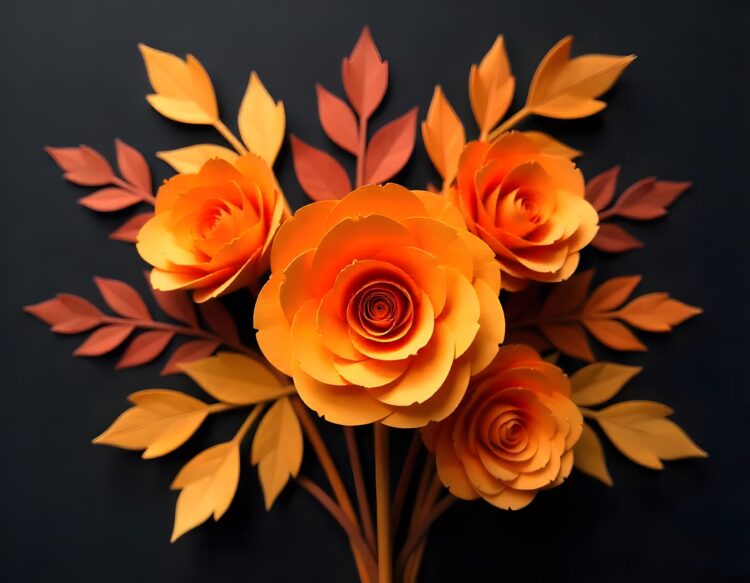 Vibrant Rose Paper Flower Design Light Orange Generative AI