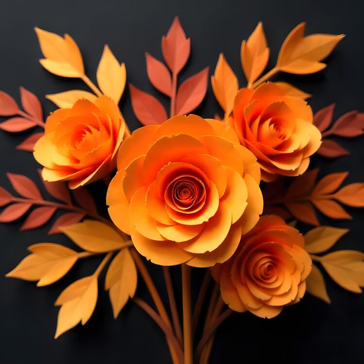 Vibrant Rose Paper Flower Design Light Orange Generative AI