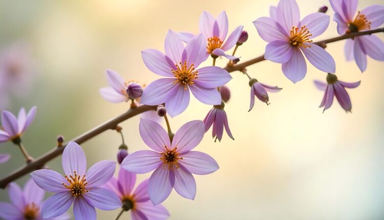White flowers on purple background