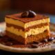 A luxurious tiramisu cake with layers of espressosoaked sponge and mascarpone