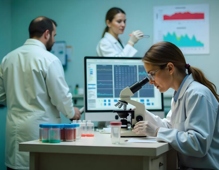 Biologist Researcher Man Holding Medical Vacutainer With Blood Sample