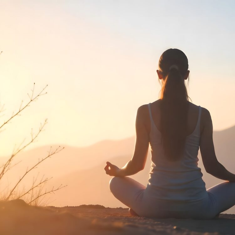 Illustration Young Woman Practicing Yoga Ai Generative