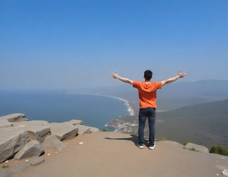 Tourist In Rio On The Sugar Loaf Looking At The Rio De Janeiro. Brazil